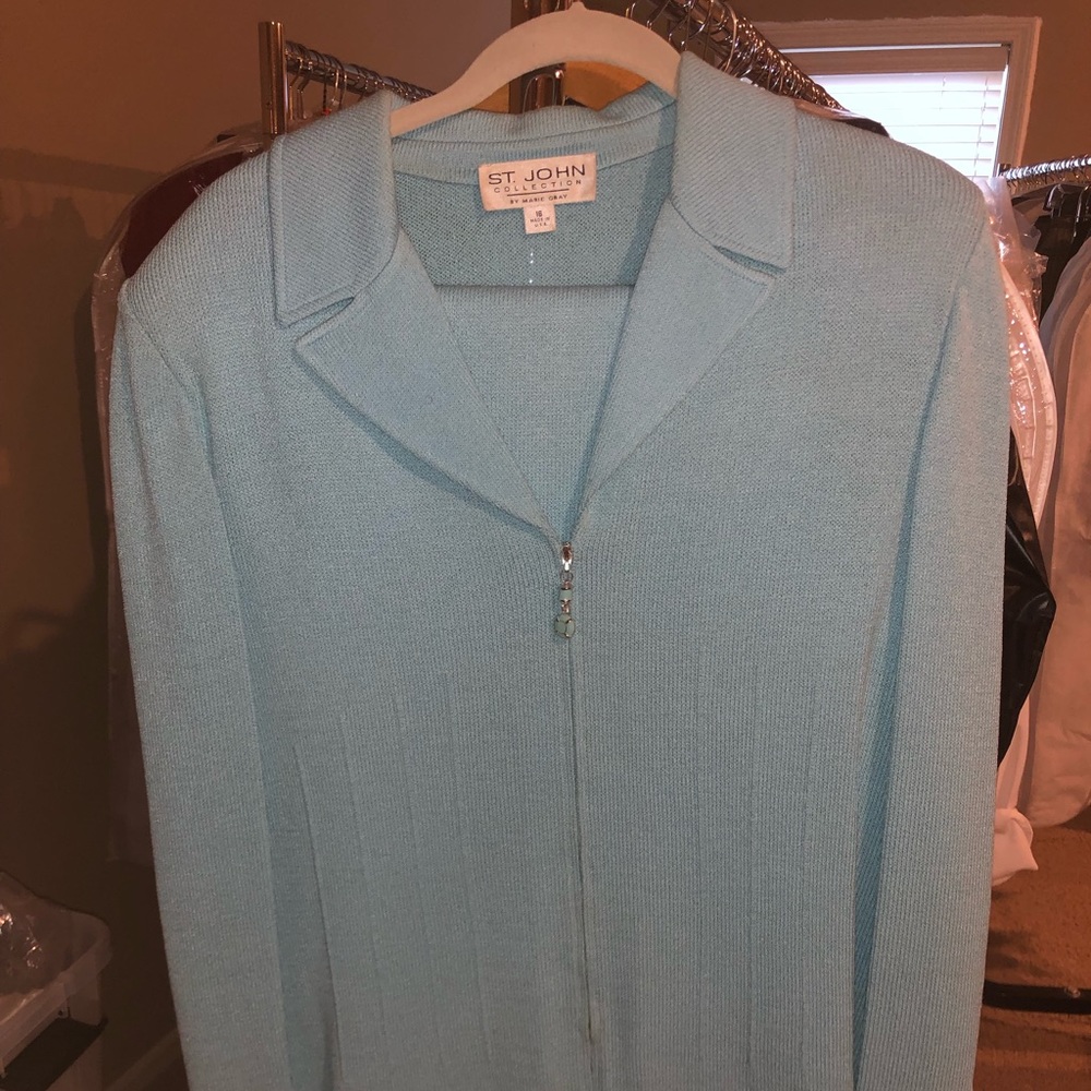 St. John Turquoise 3-Piece Pantsuit